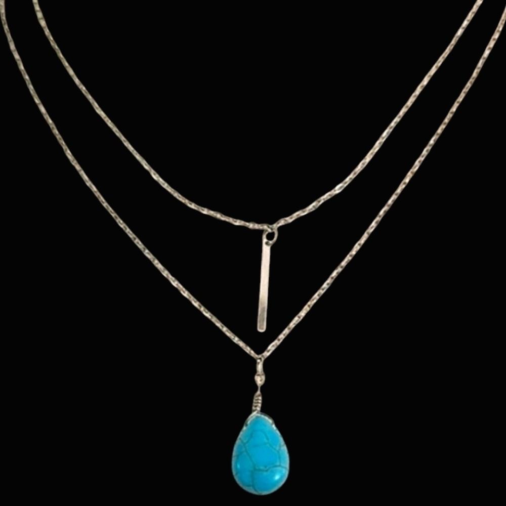 Silver and Turquoise Layered Necklace